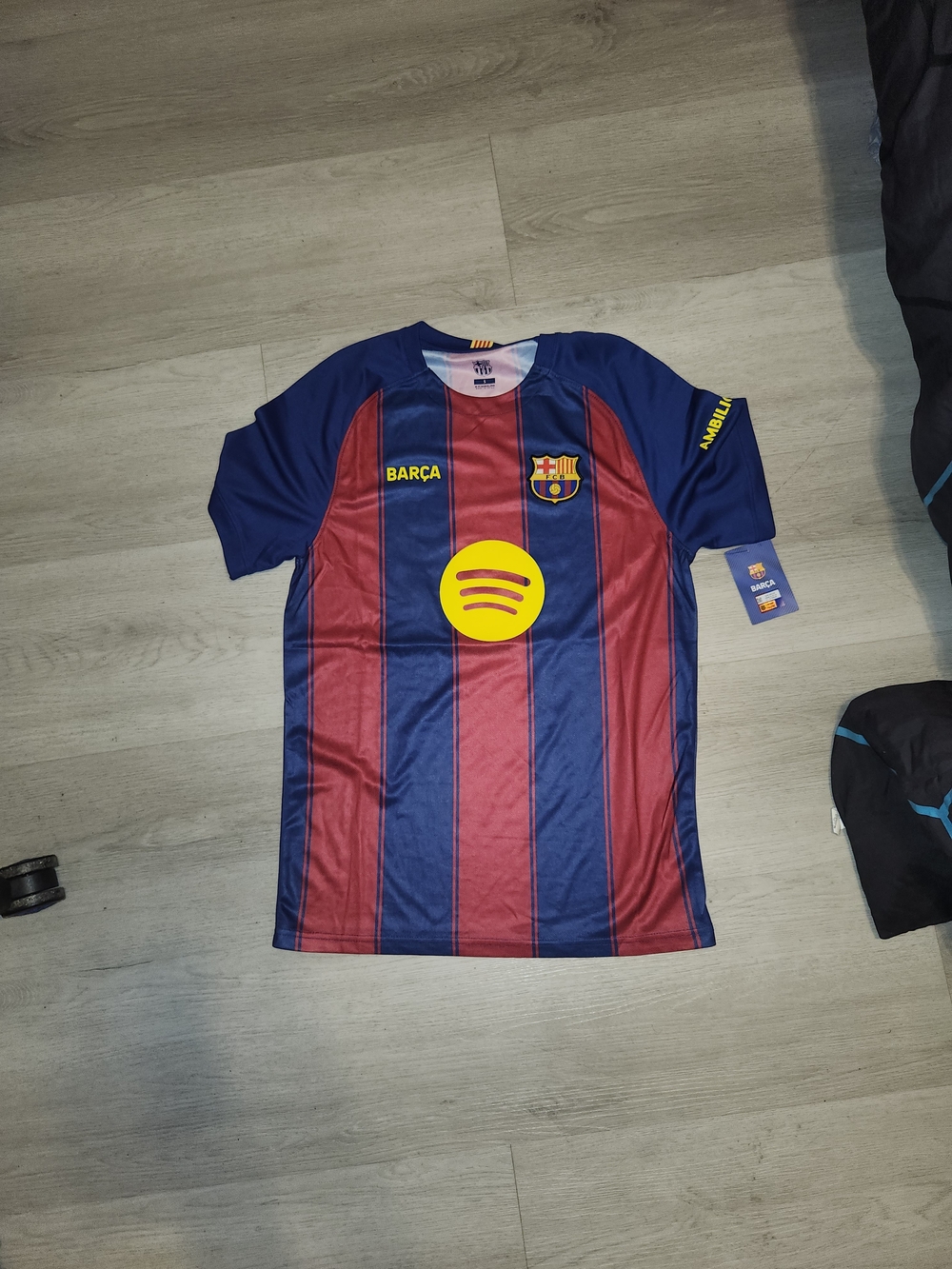 Custo Barcelona Men's Football Jersey in Blue and Red with Yellow Sponsor